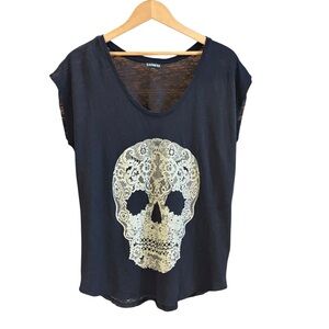 Skull Tee with Lace Back